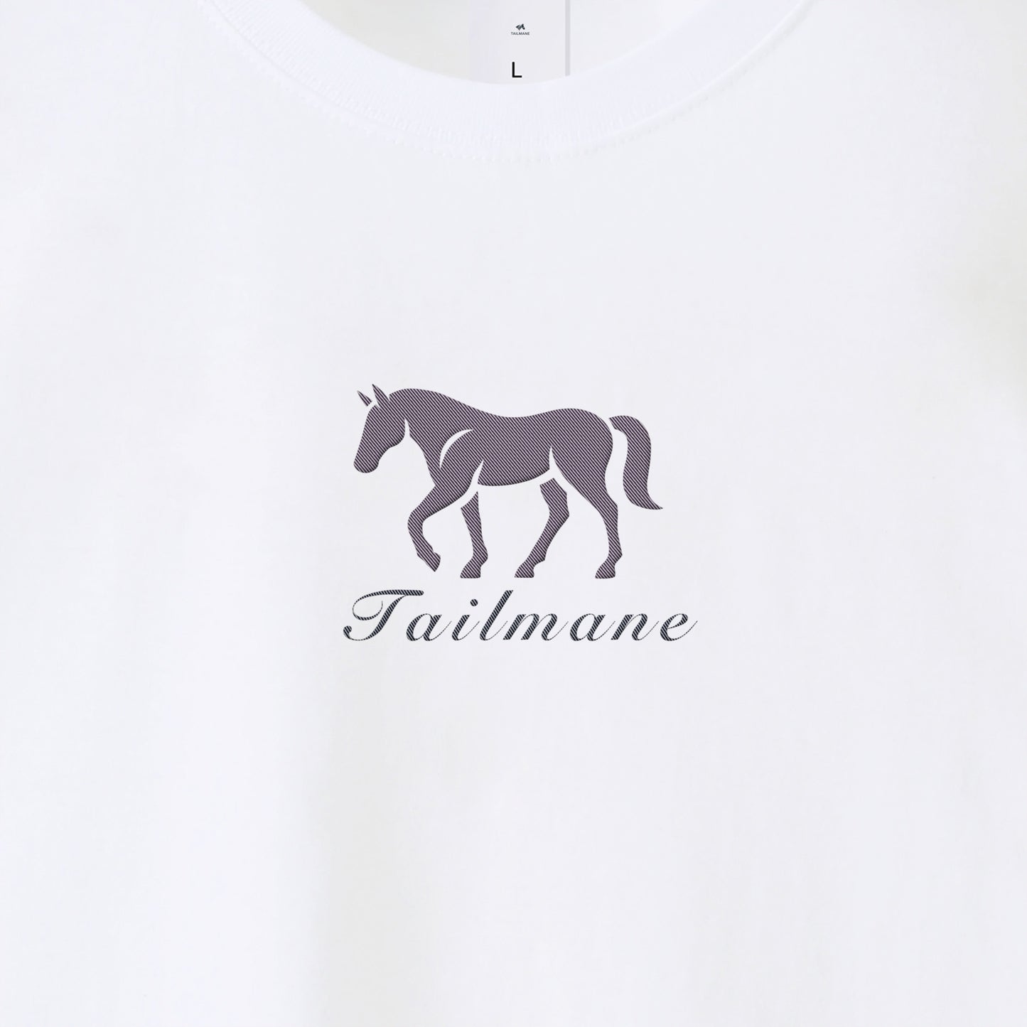 馬シルエットロゴ刺繍 ロングTシャツ 全4色 T013 white image