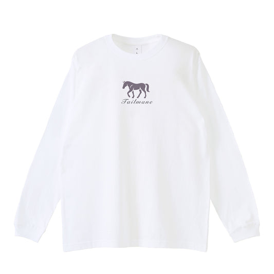 馬シルエットロゴ刺繍 ロングTシャツ 全4色 T013 white image