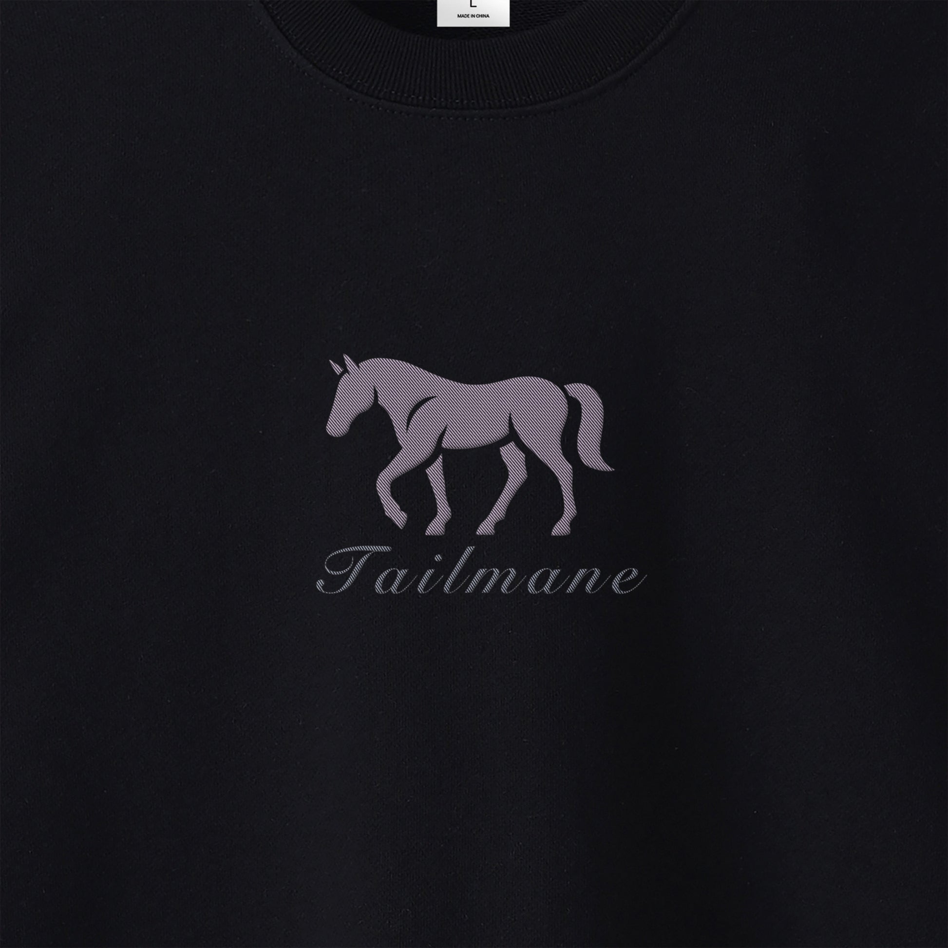 馬シルエットロゴ刺繍 スウェット 全4色 T014 black image