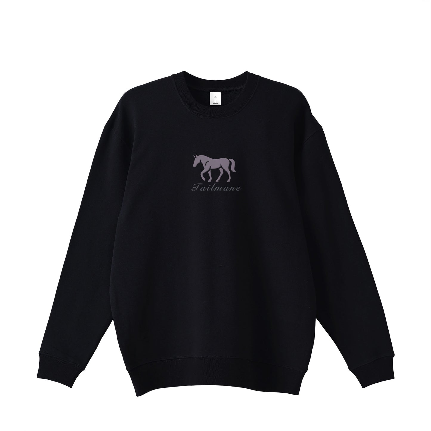 馬シルエットロゴ刺繍 スウェット 全4色 T014 black image
