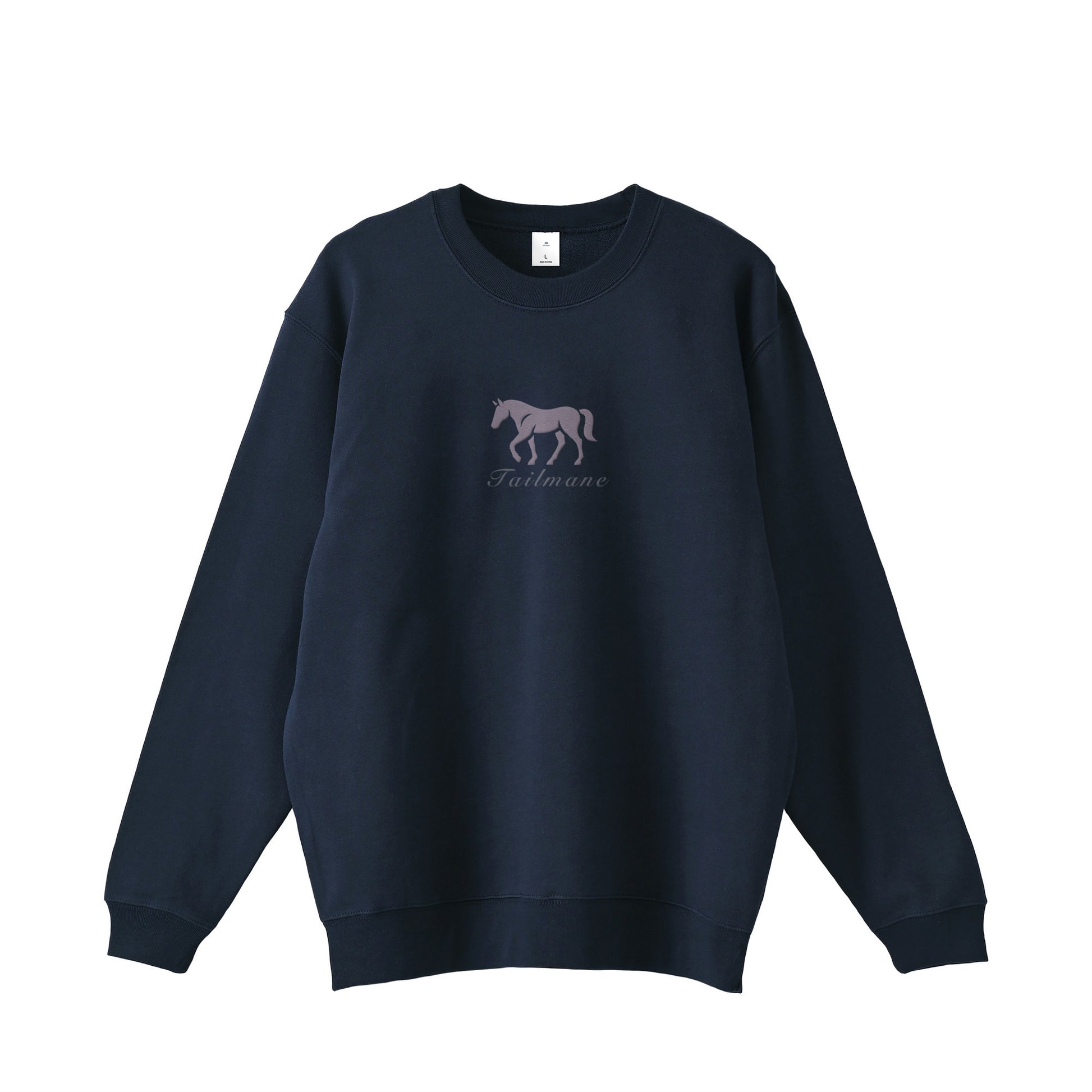 馬シルエットロゴ刺繍 スウェット 全4色 T014 navy image
