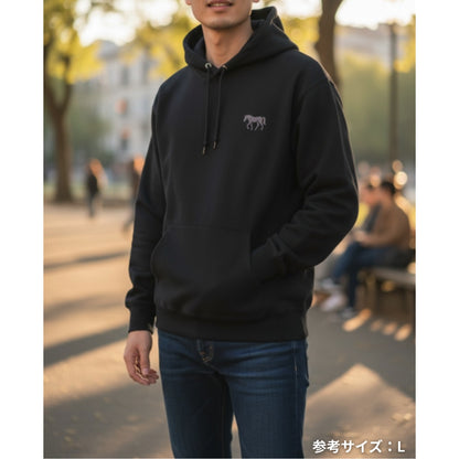 馬シルエット刺繍 裏起毛ポケットパーカー  4Color T056