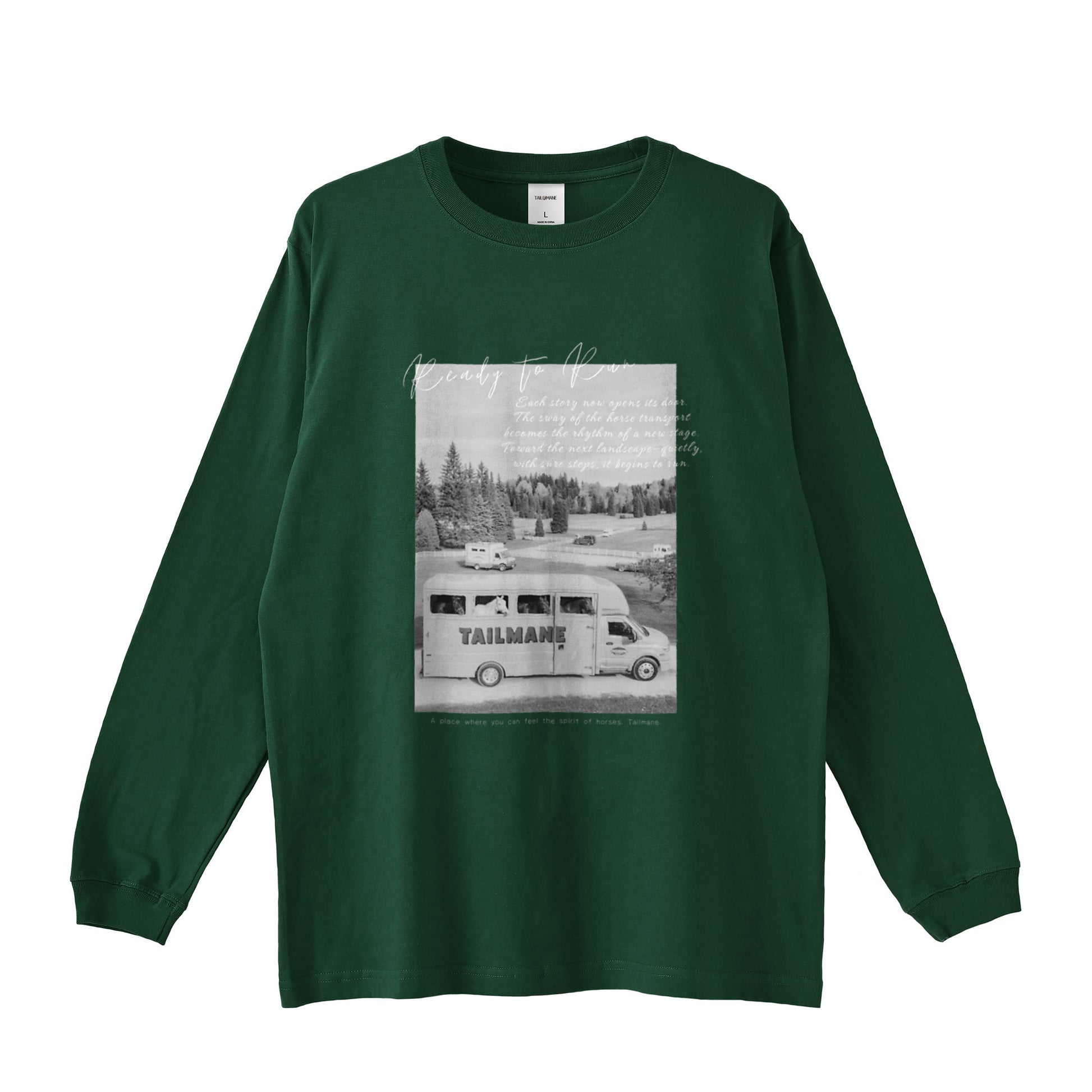 馬たちの旅が始まる  ロングTシャツ T003 全3色 green image