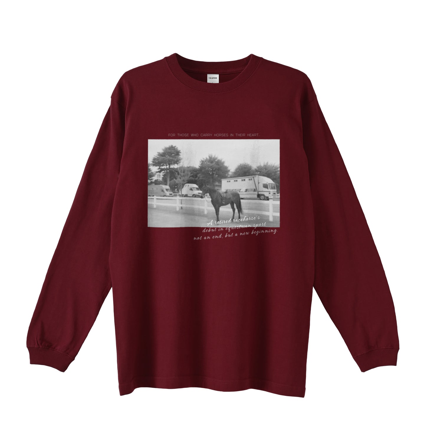 馬のいる風景を胸に ロングTシャツ T004 全5色 burgundy image