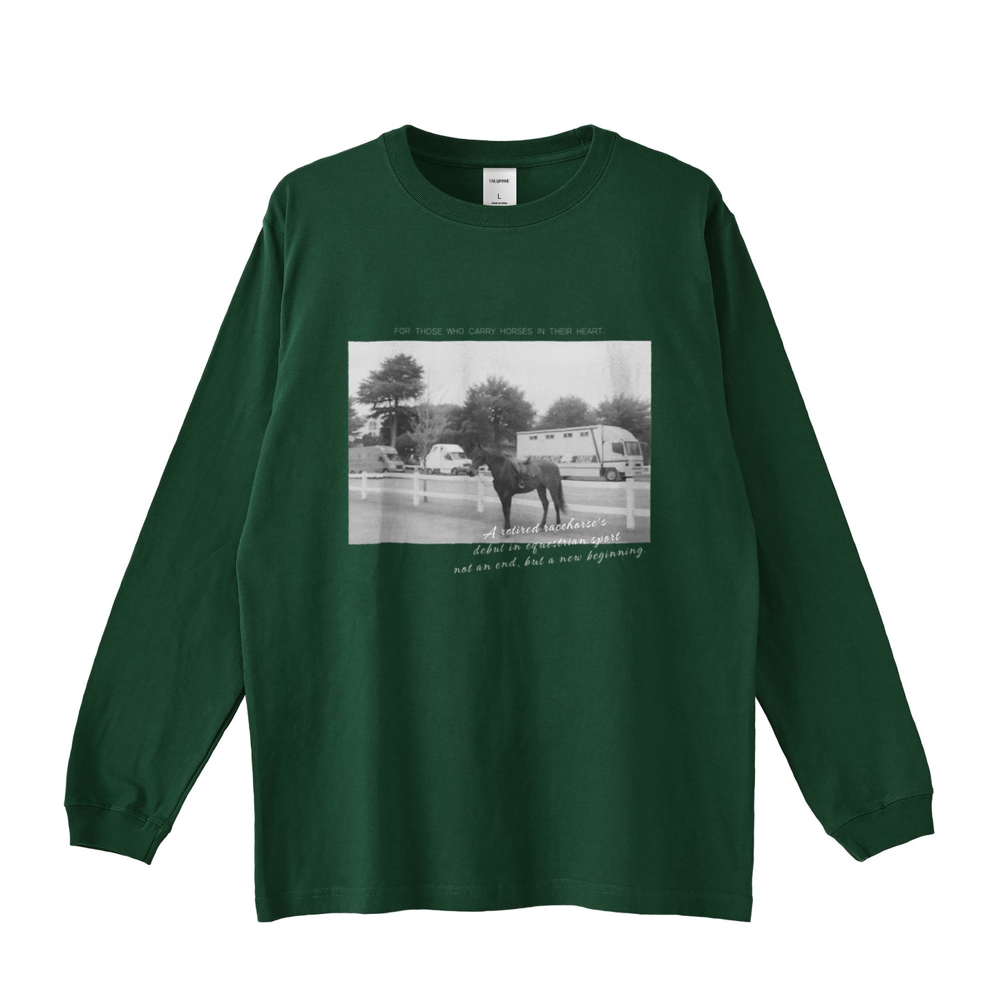馬のいる風景を胸に ロングTシャツ T004 全5色 green image