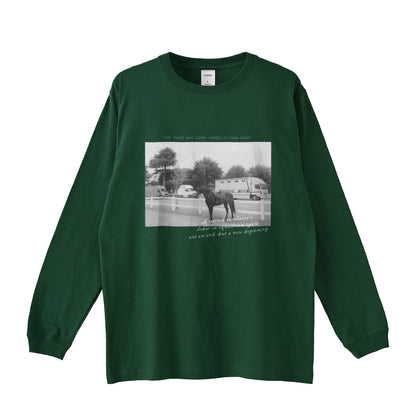 馬のいる風景を胸に ロングTシャツ T004 全5色 green image