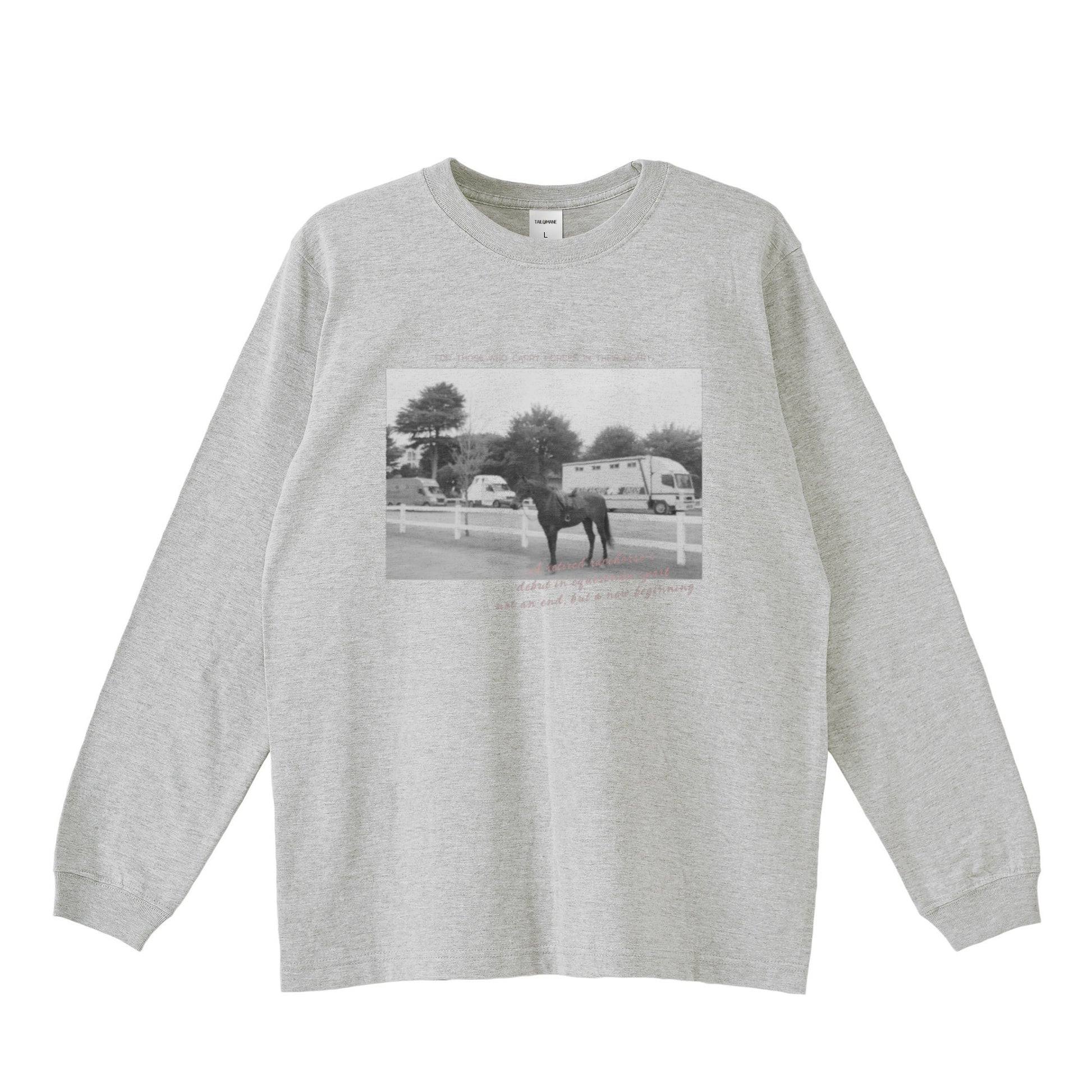 馬のいる風景を胸に ロングTシャツ T004 全5色 gray image
