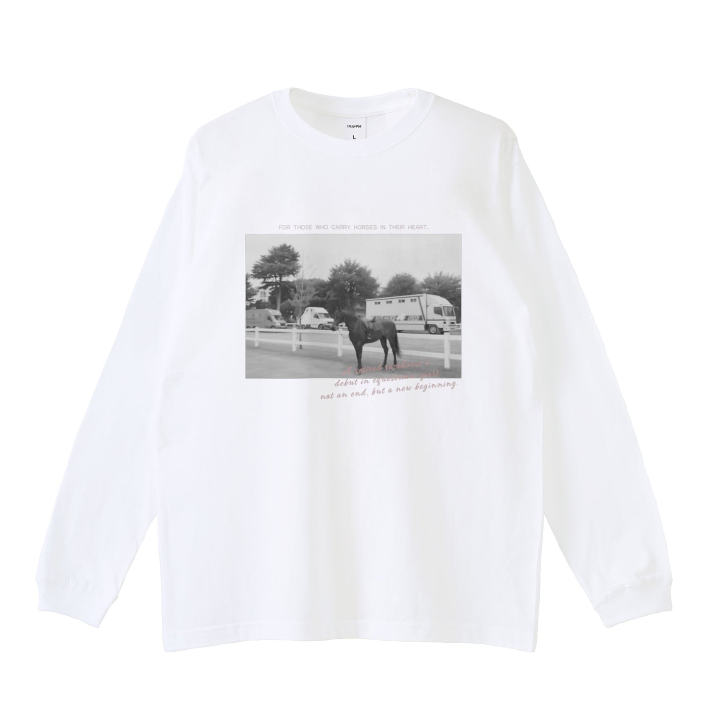 馬のいる風景を胸に ロングTシャツ T004 全5色 white image