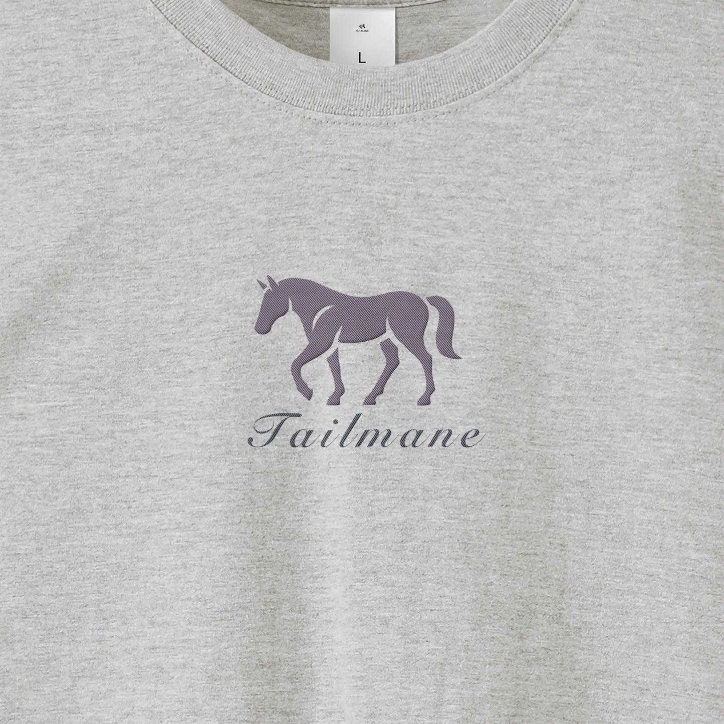 馬シルエットロゴ刺繍 ロングTシャツ 全4色 T013 gray image