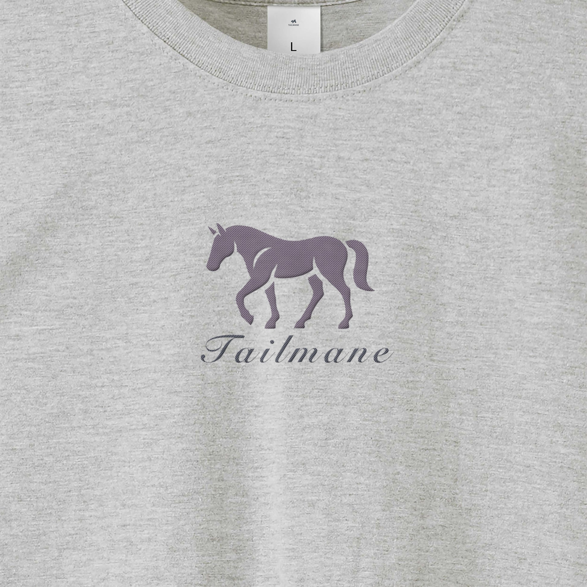 馬シルエットロゴ刺繍 ロングTシャツ 全4色 T013 gray image