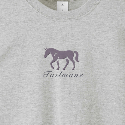 馬シルエットロゴ刺繍 ロングTシャツ 全4色 T013 gray image