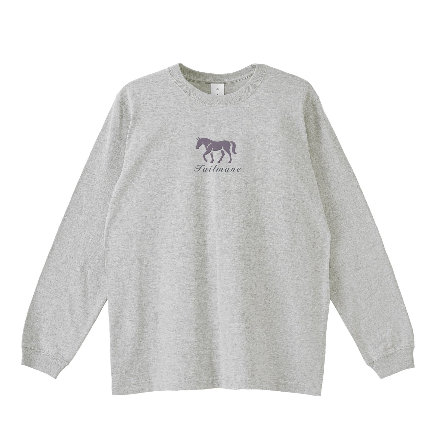 馬シルエットロゴ刺繍 ロングTシャツ 全4色 T013 gray image