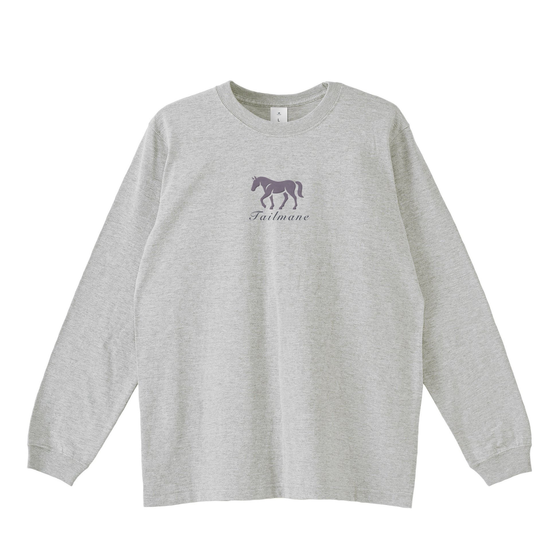馬シルエットロゴ刺繍 ロングTシャツ 全4色 T013 gray image