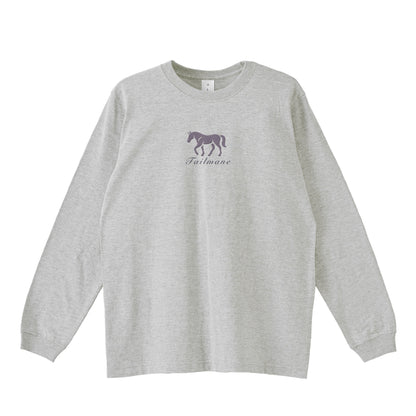 馬シルエットロゴ刺繍 ロングTシャツ 全4色 T013 gray image