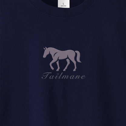 馬シルエットロゴ刺繍 ロングTシャツ 全4色 T013 navy image