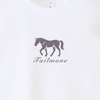 馬シルエットロゴ刺繍 ロングTシャツ 全4色 T013 white image
