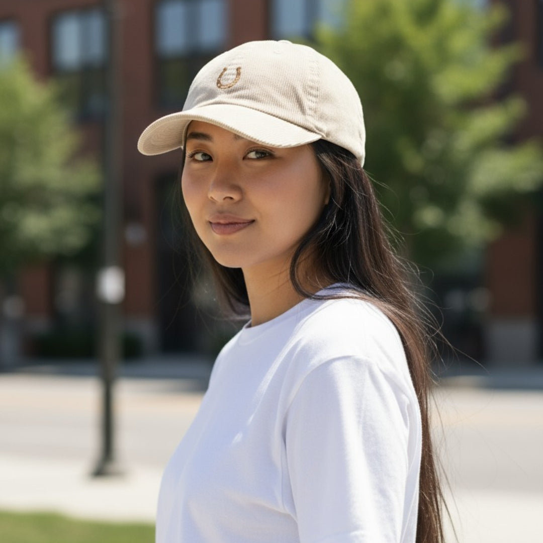 蹄鉄ワンポイント刺繍（大） コーデュロイCAP  5Color T005