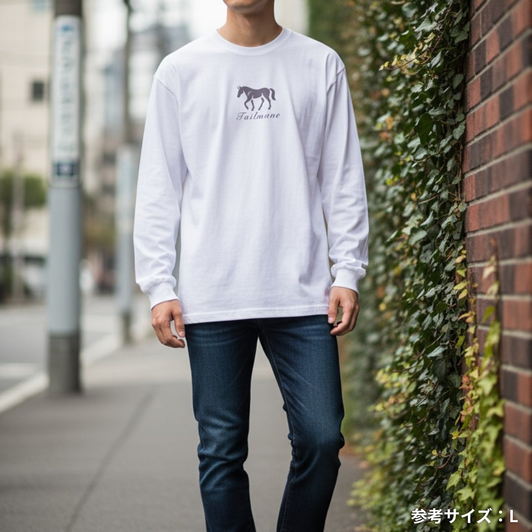 馬シルエットロゴ刺繍  ロングTシャツ  4Color T013