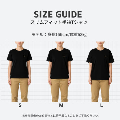 蹄鉄ワンポイント刺繍 半袖Tシャツ  4Color T006