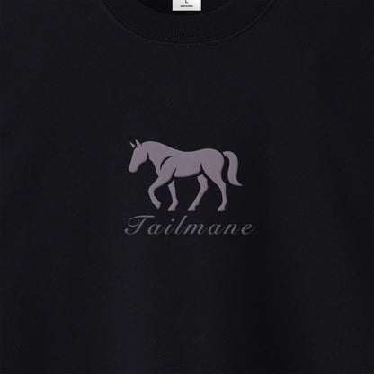 馬シルエットロゴ刺繍 スウェット 全4色 T014 black image