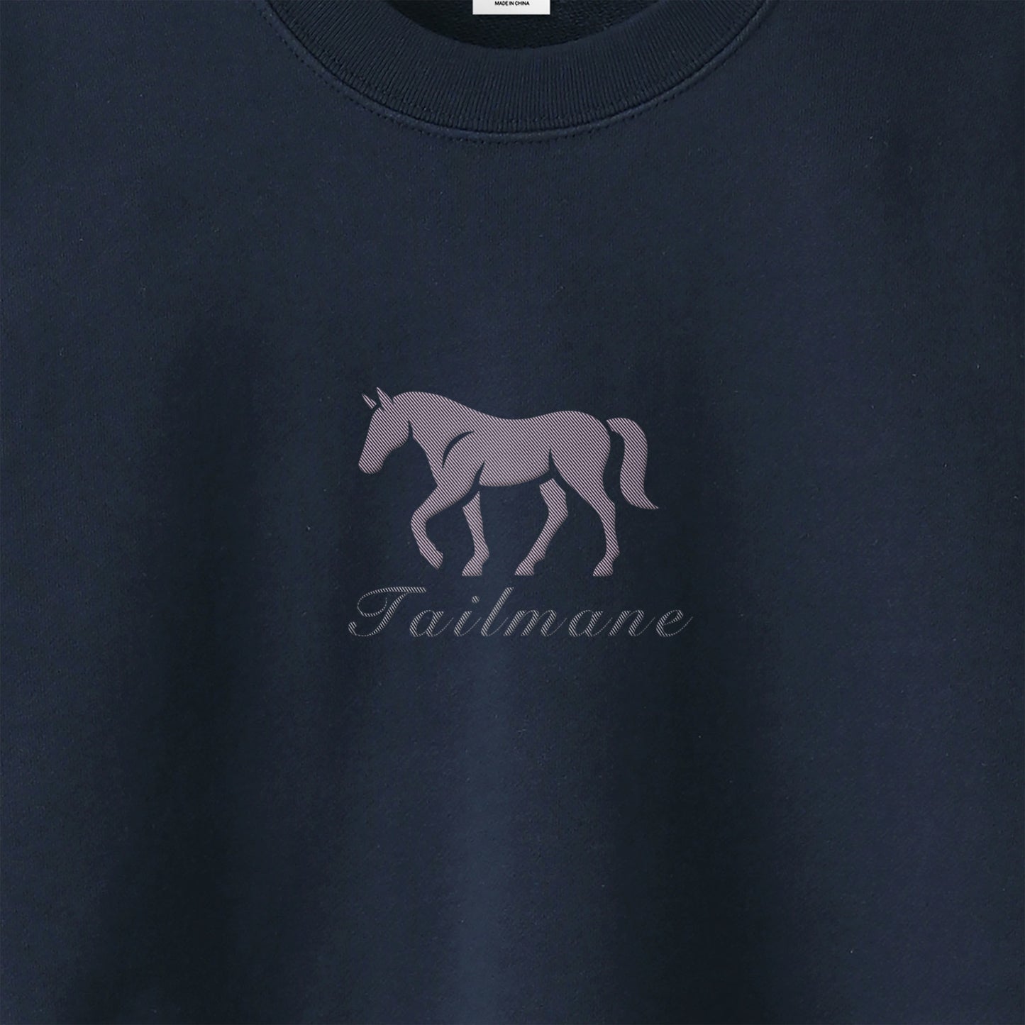 馬シルエットロゴ刺繍 スウェット 全4色 T014 navy image