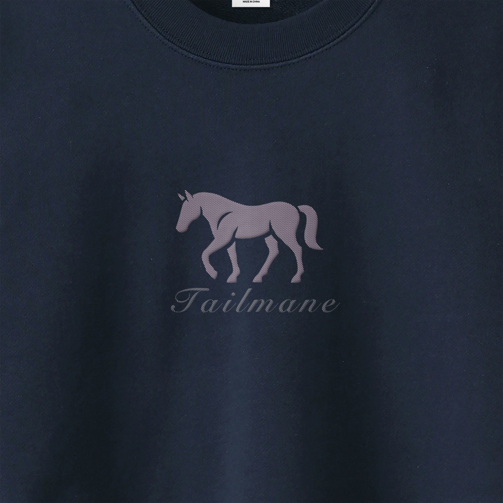 馬シルエットロゴ刺繍 スウェット 全4色 T014 navy image