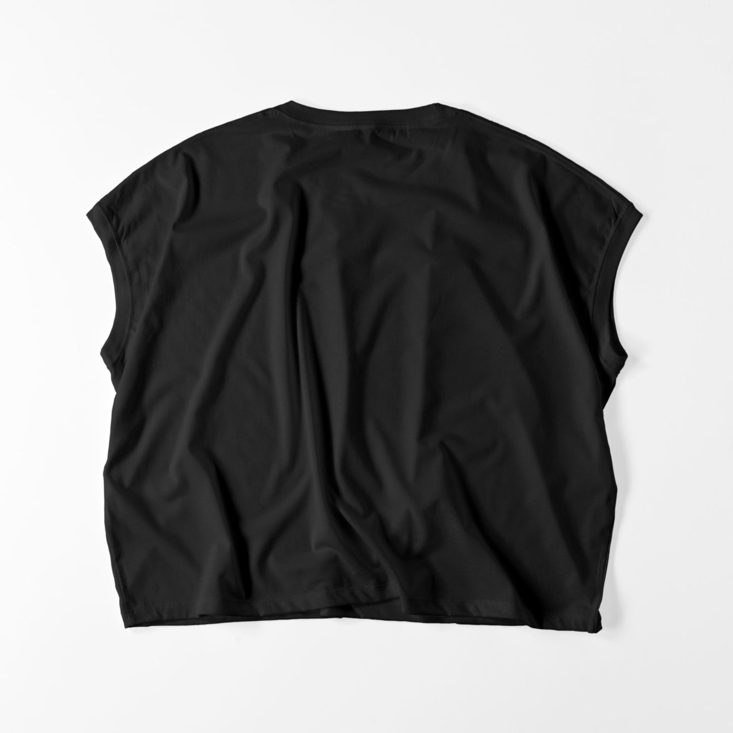 静かな厩舎の朝 スリーブレス ワイドTシャツ（レディース）  7Color T067 black image