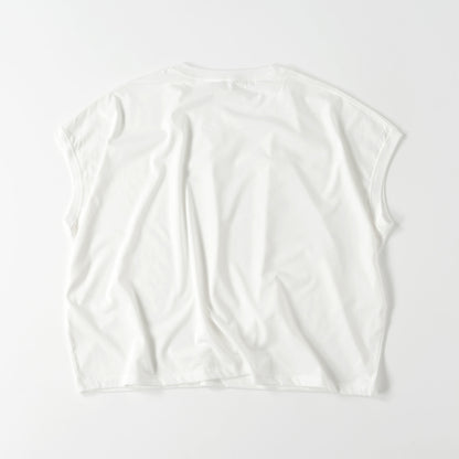 静かな厩舎の朝 スリーブレス ワイドTシャツ（レディース）  7Color T067 white image
