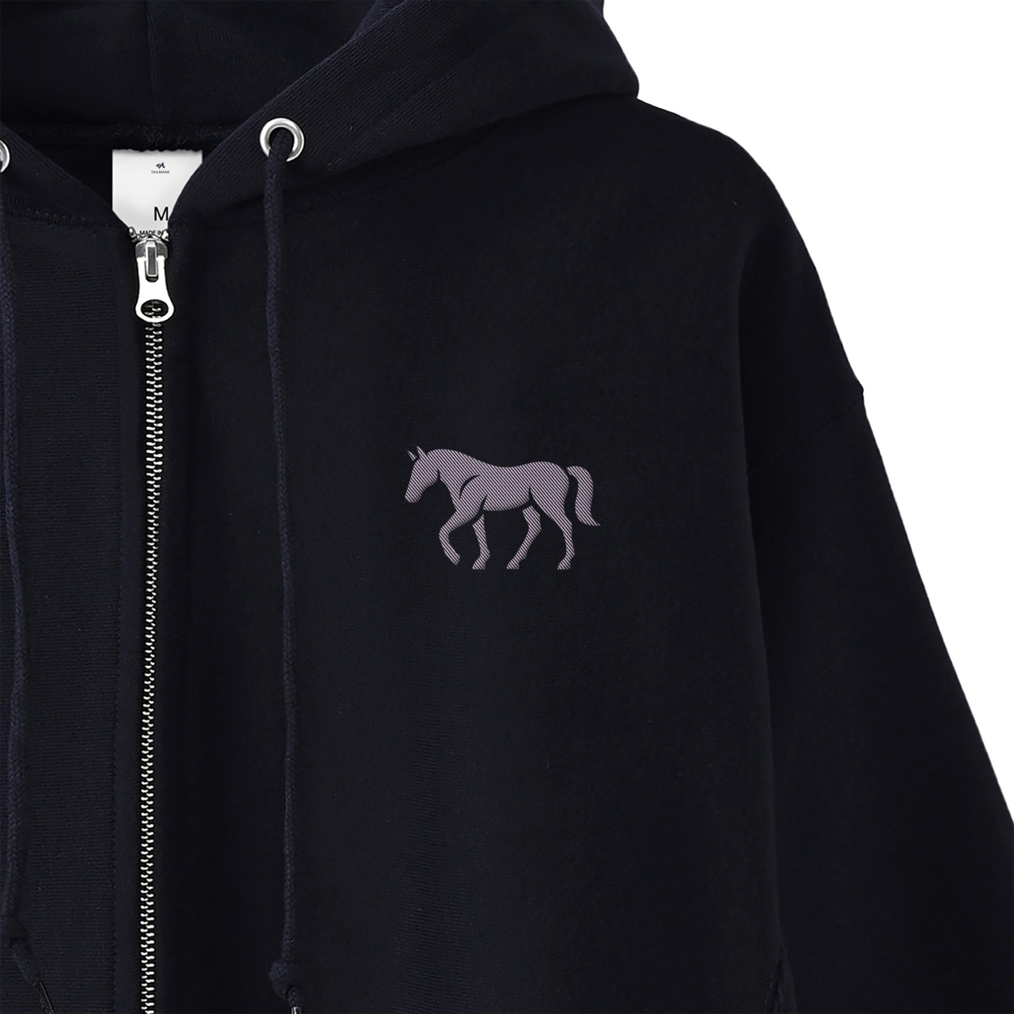 馬シルエット刺繍 裏起毛ZIPパーカー 5Color T057 – TAILMANE（テイル