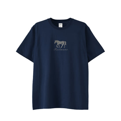 uma 刺繍 シルエットTシャツ　T002 indigo image