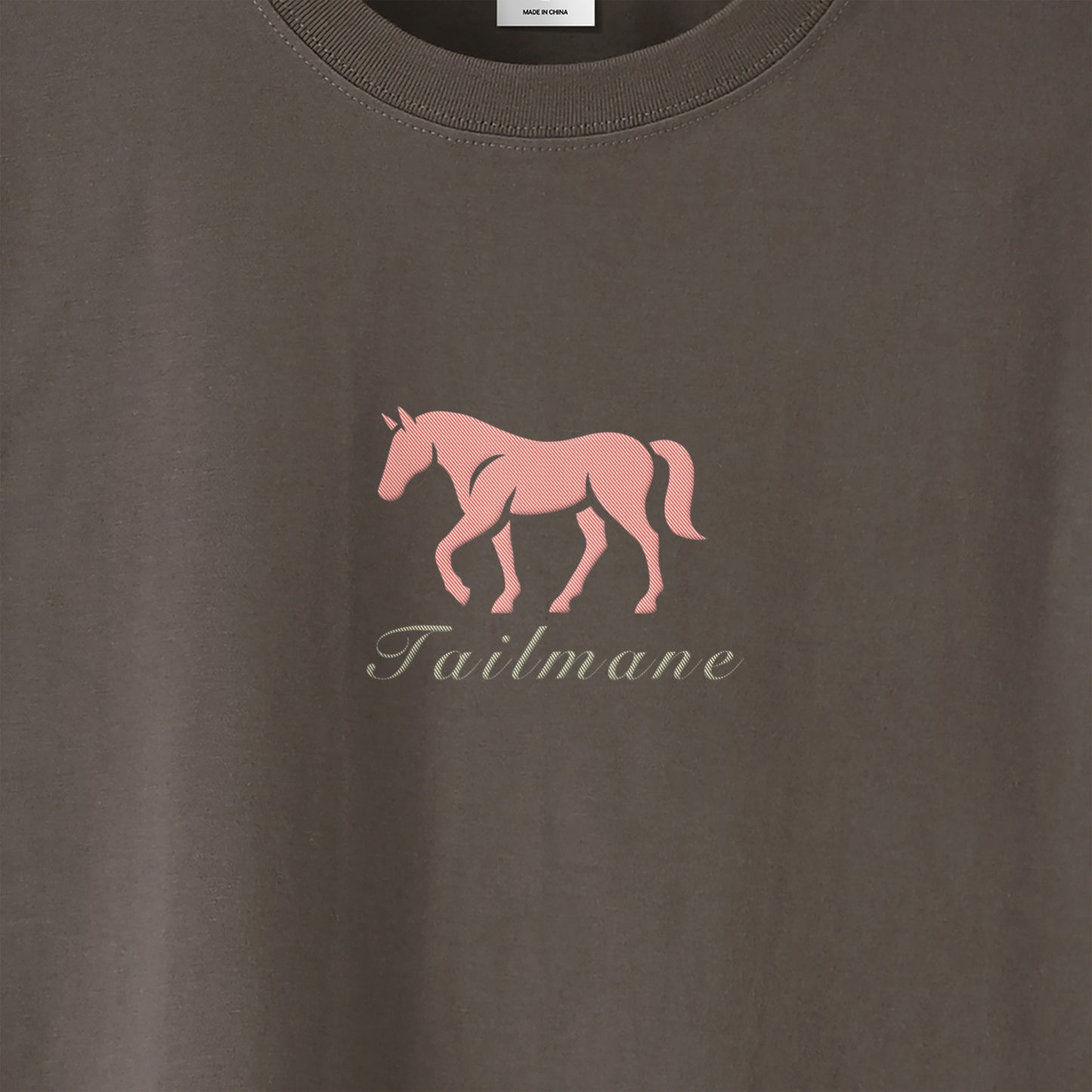 馬シルエットロゴ刺繍 半袖Tシャツ 全6色 T012 charcoal image
