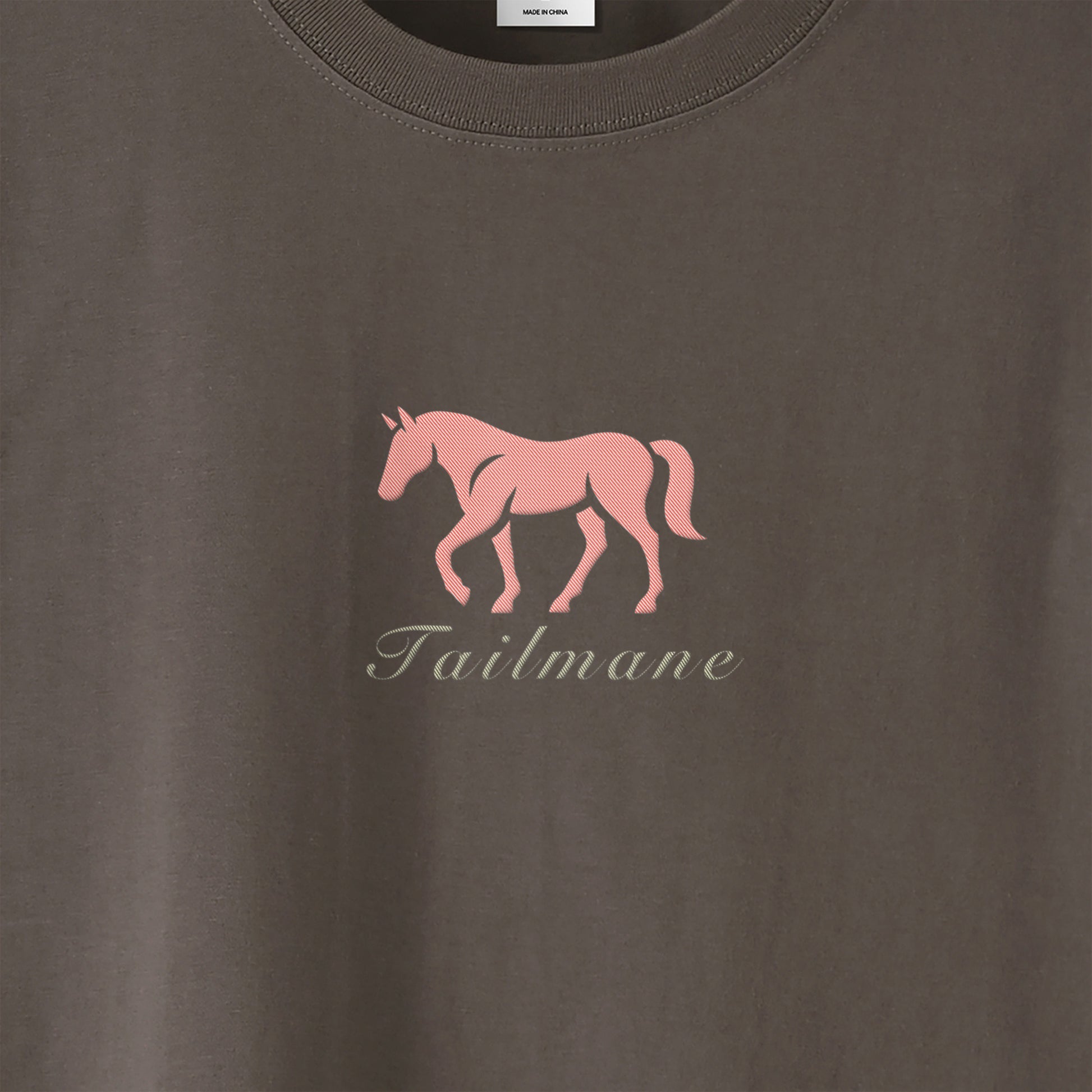 馬シルエットロゴ刺繍 半袖Tシャツ 全6色 T012 charcoal image