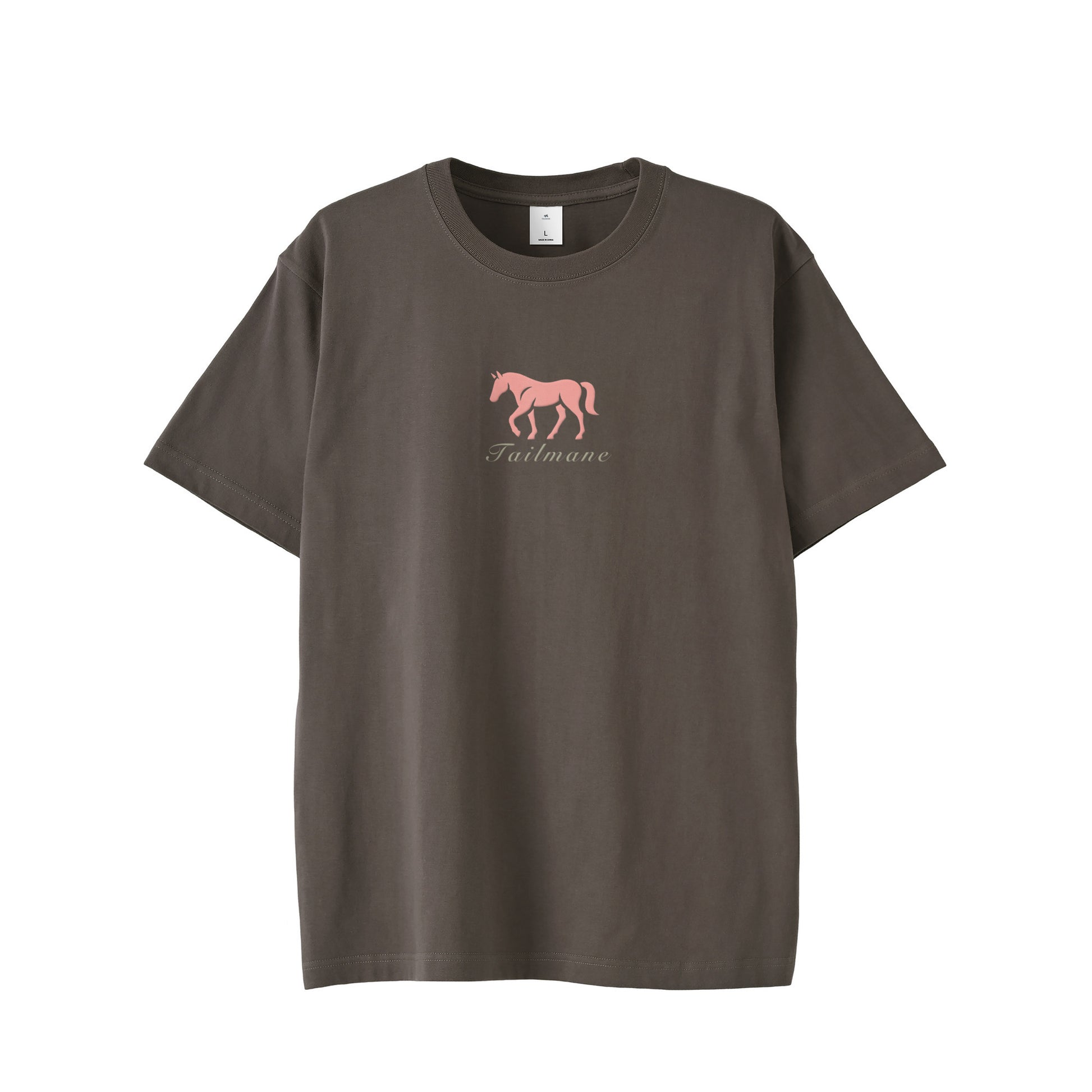 馬シルエットロゴ刺繍 半袖Tシャツ 全6色 T012 charcoal image