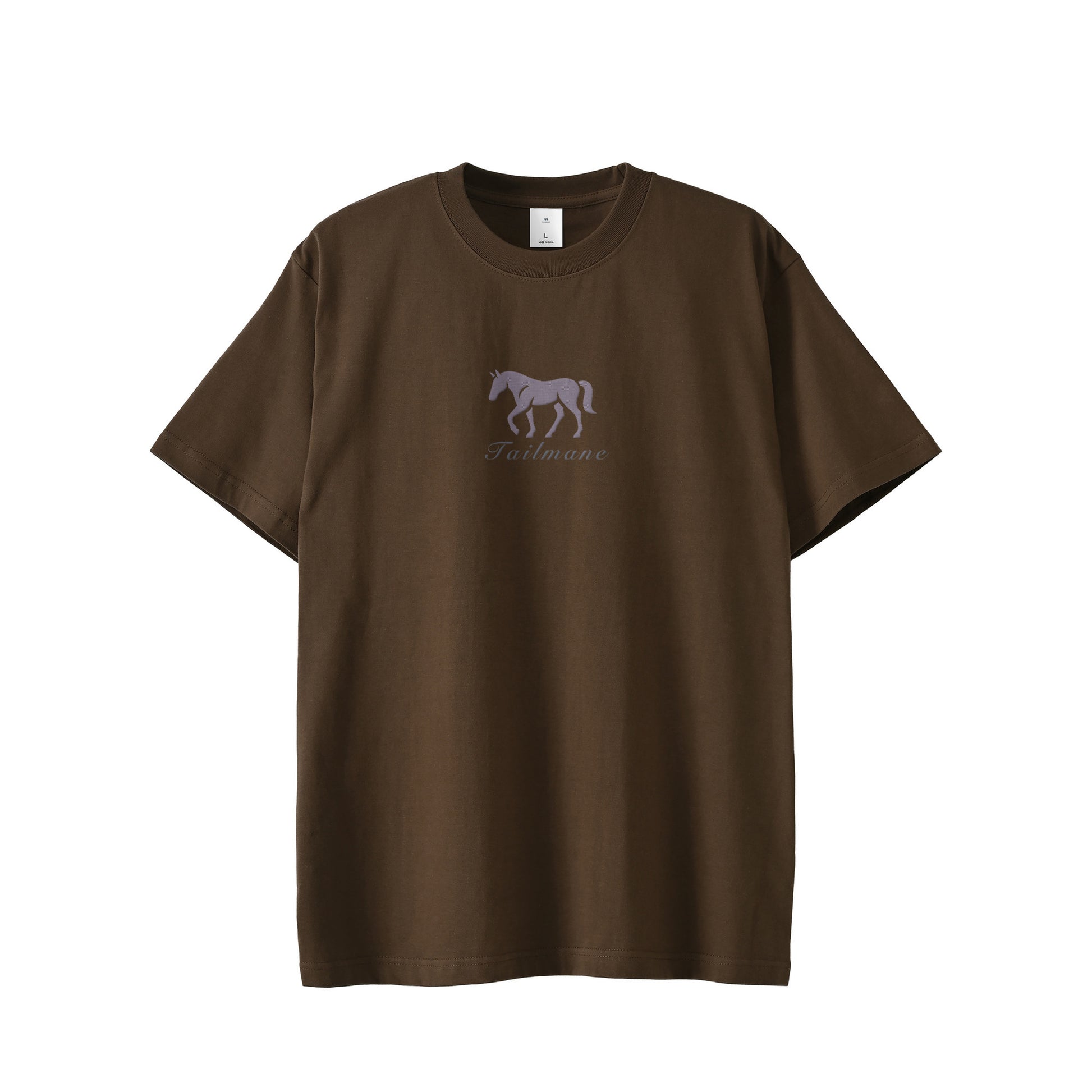 馬シルエットロゴ刺繍 半袖Tシャツ 全6色 T012 dark-brown image