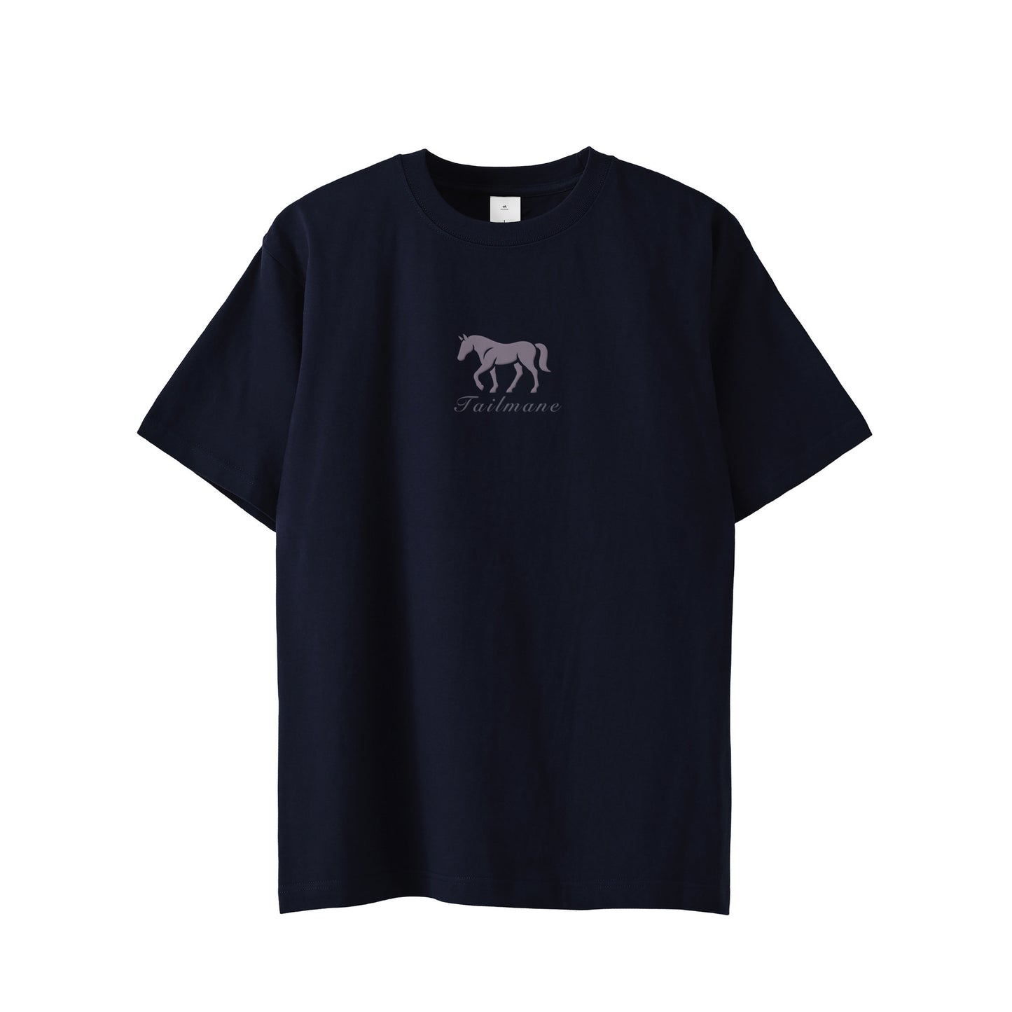 馬シルエットロゴ刺繍 半袖Tシャツ 全6色 T012 navy image