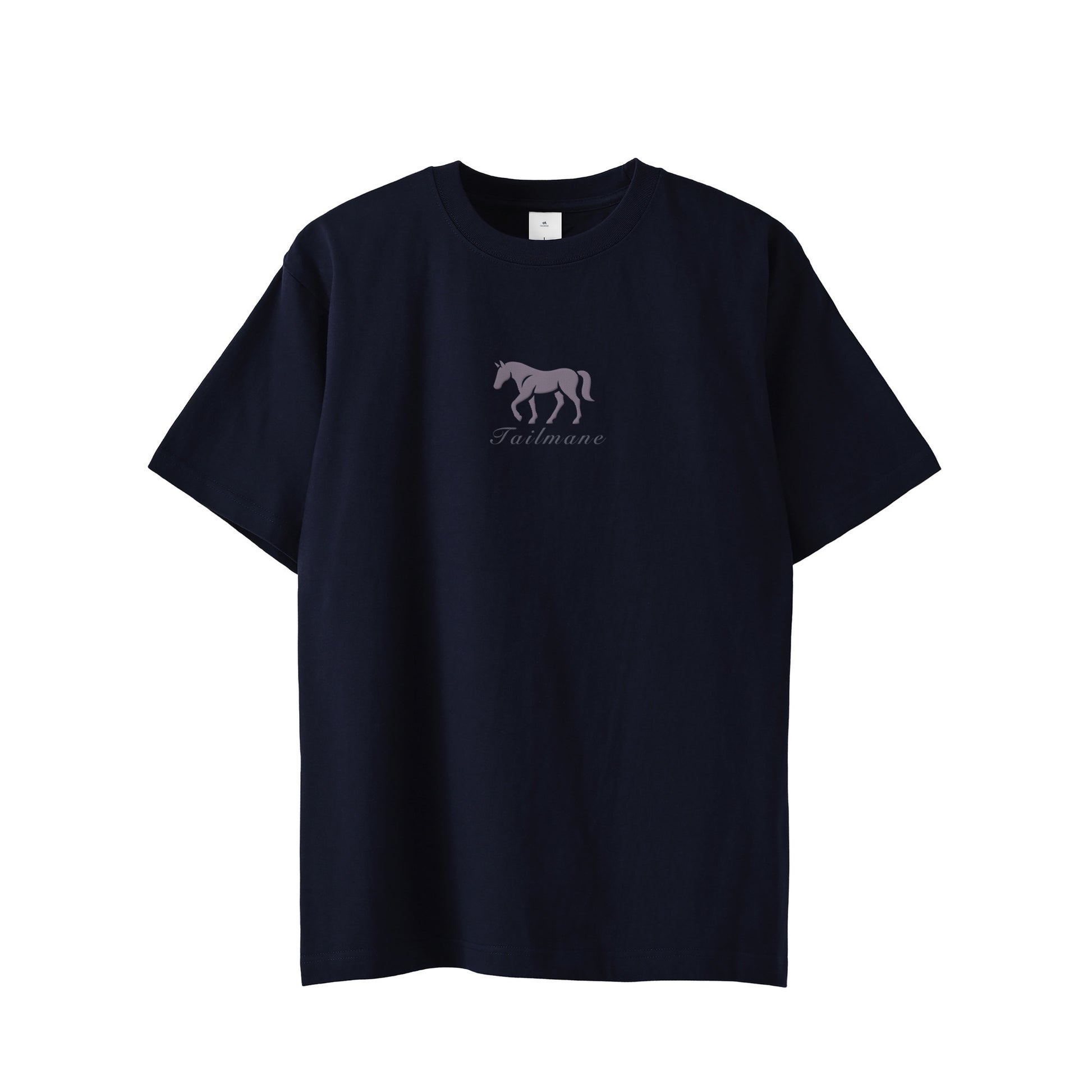 馬シルエットロゴ刺繍 半袖Tシャツ 全6色 T012 navy image