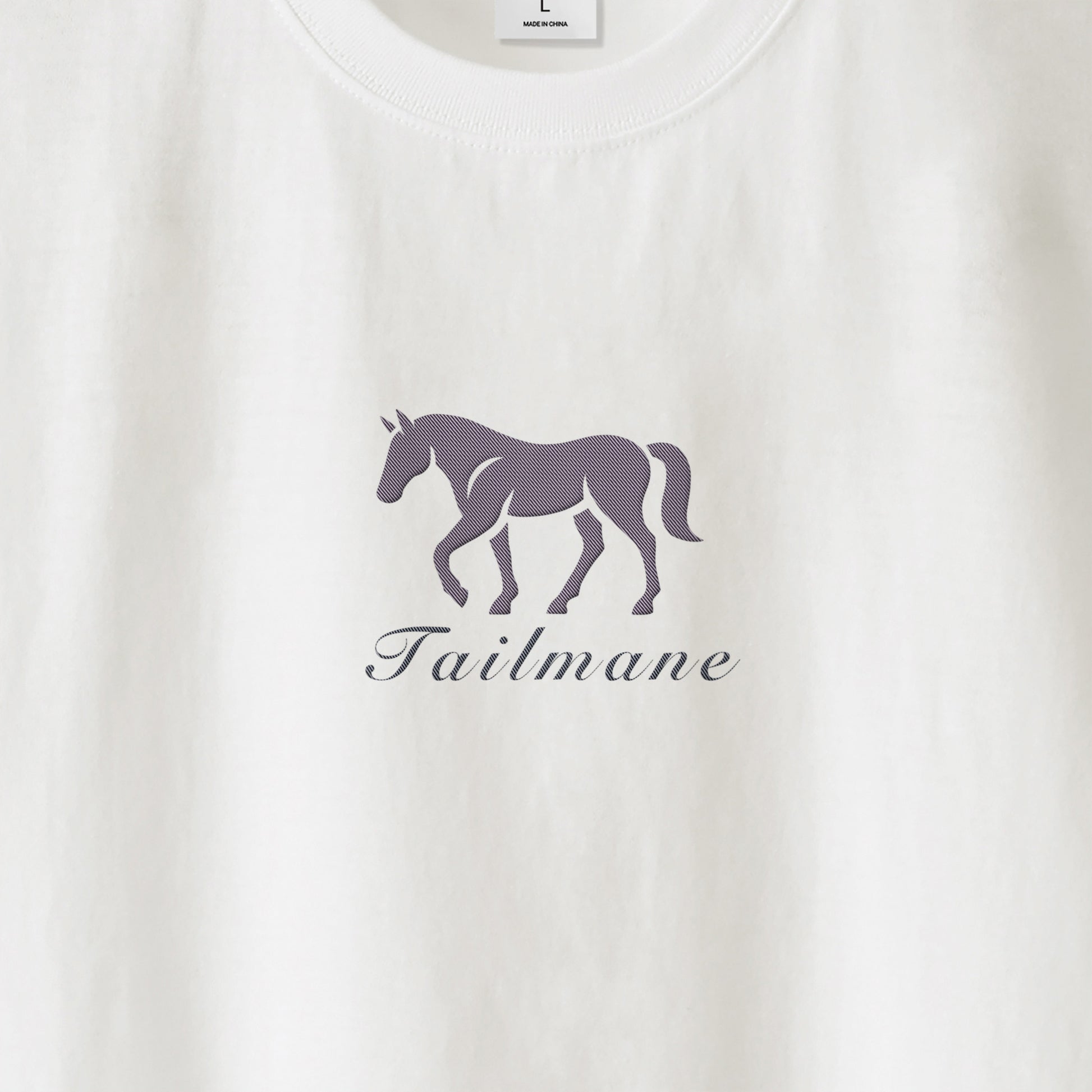 馬シルエットロゴ刺繍 半袖Tシャツ 全6色 T012 white image