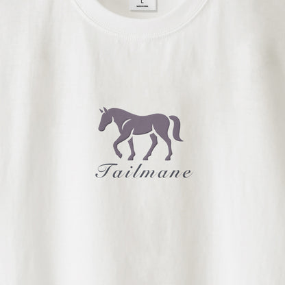馬シルエットロゴ刺繍 半袖Tシャツ 全6色 T012 white image