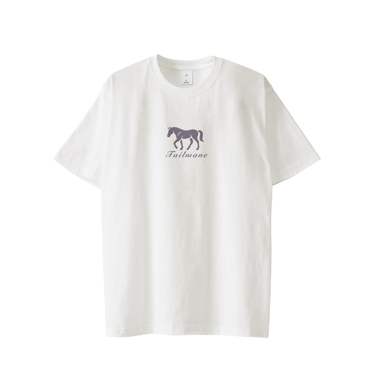 馬シルエットロゴ刺繍 半袖Tシャツ 全6色 T012 white image