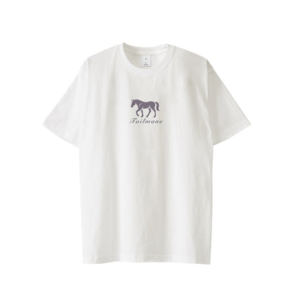 馬シルエットロゴ刺繍 半袖Tシャツ 全6色 T012 white image